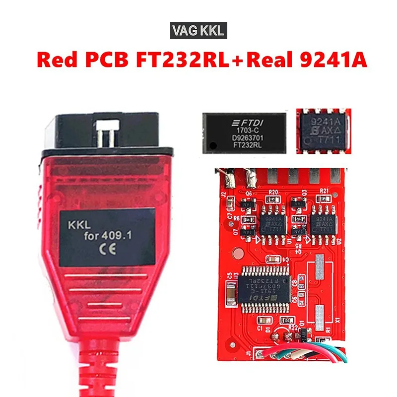 التبديل obd2 كابل VAG KKL 409.1 ريال 9241A-1 سيارة ECU كابل يو اس بي الماسح الضوئي أداة FT232RL خط التشخيص كابل obd أدوات السيارات