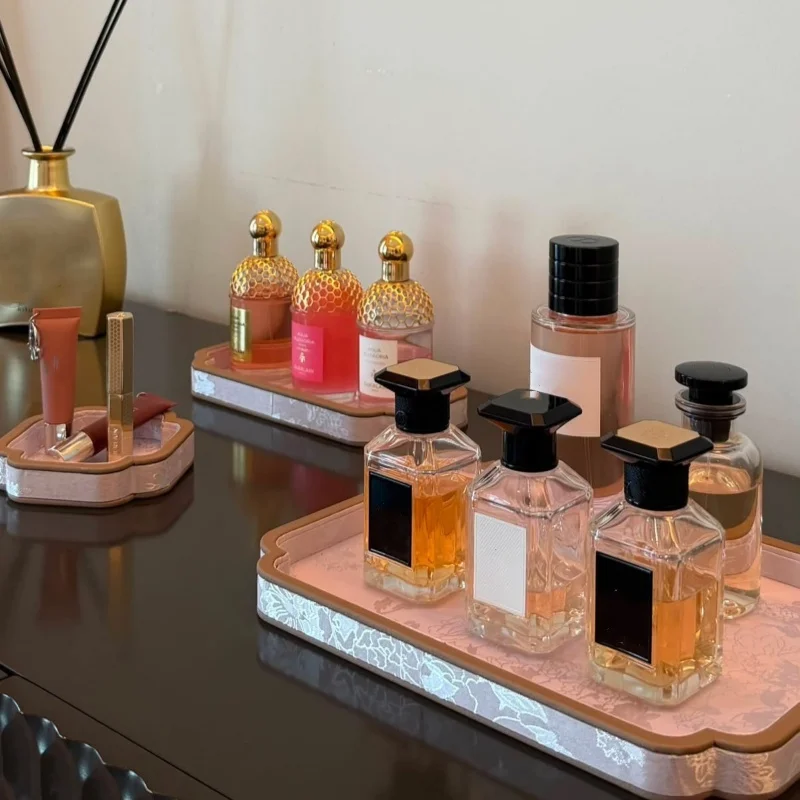 Chinese Vintage Court-Style Jewelry Storage Tray Flower Pattern Satin Surface Jewelry Display Tray Rectangular Jewelry Showcase
