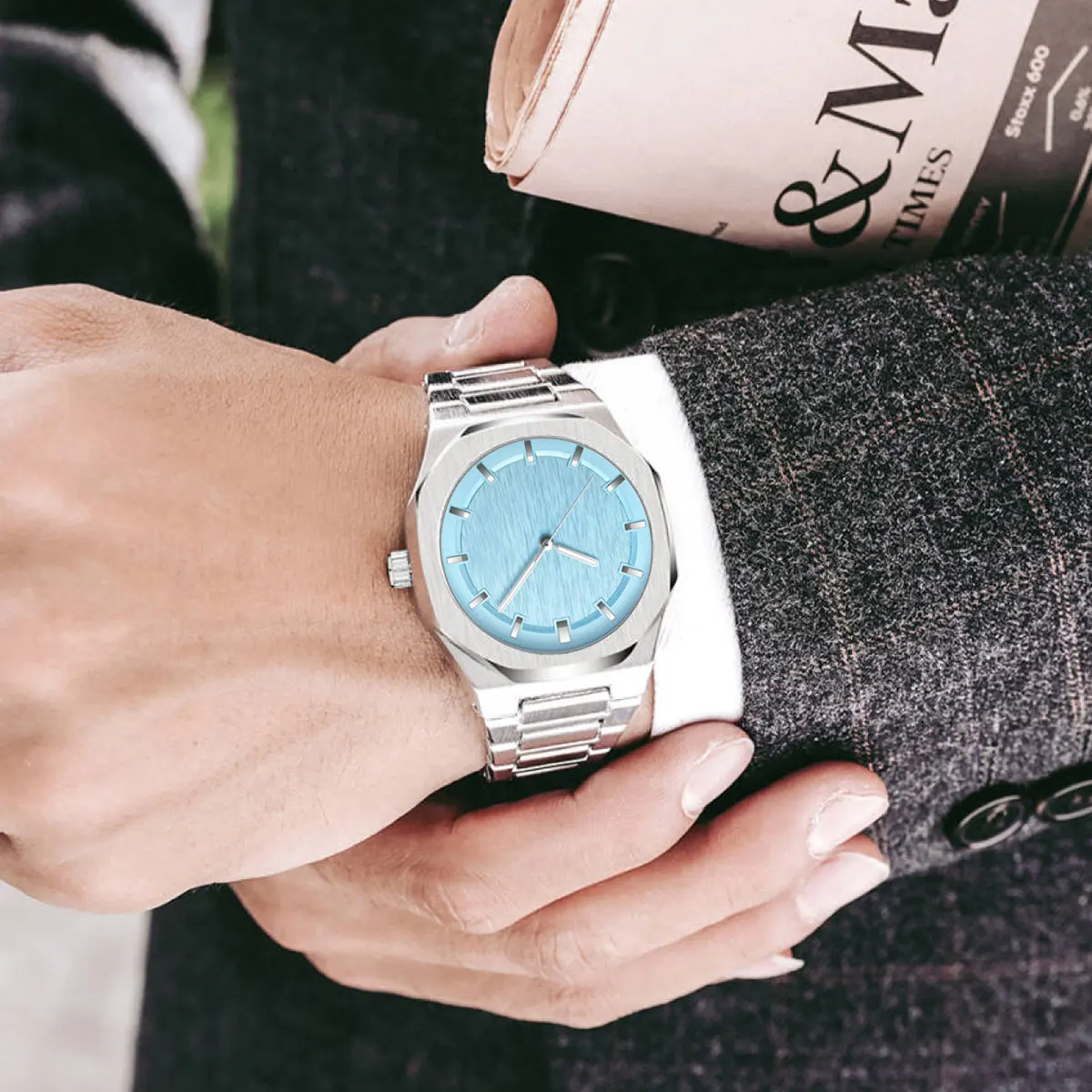 Wholesale Men Fashion Watch Stainless Streel Urtra Thin Business Wristwatch Quartz Waterproof Reloj Hombre Gift Clock