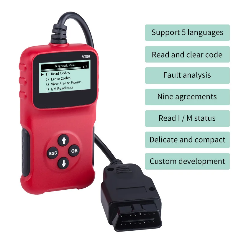 

ELM 327 Plug and Play V309 OBD2 Code Reader OBD 2 Scanner OBDII Digital Display Car Diagnostic Tool Auto Scan Accessories Tools