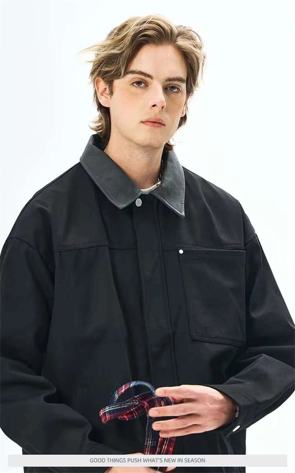 

Мужская куртка на шнуровке, модная свободная куртка-бомбер, мужская повседневная многофункциональная куртка со свободным воротником, куртка с клетчатым воротником