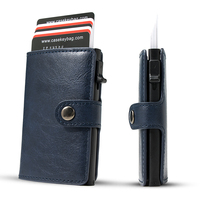 Casekey Men Wallet Slim Minimalist Leather Pop Up Wallet Rfid Blocking Aluminum Metal Automatic Card Holder for Christmas Gifts