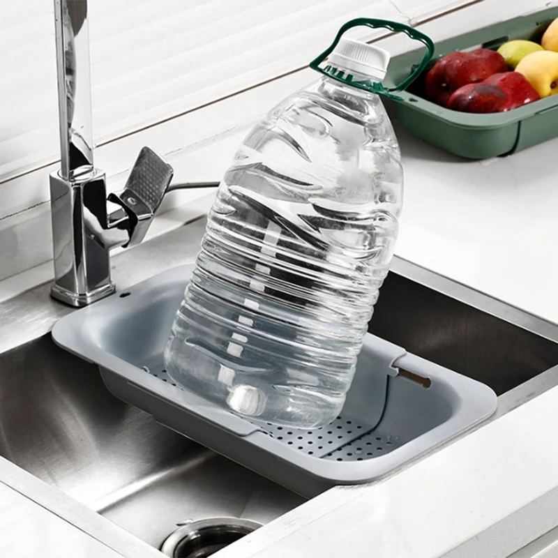 فوق سلة مصفاة مصفاة الحوض ، وغسل الخضروات والفواكه ، واستنزاف المعكرونة المطبوخة والأطباق الجافة ، سهلة التركيب وقابلة للتمديد