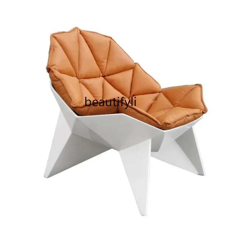 

new styleCustomized Nordic Design Special-Shaped Casual Diamond Plaid Couch Artistic White Diamond Chair FRP Creative Personalit