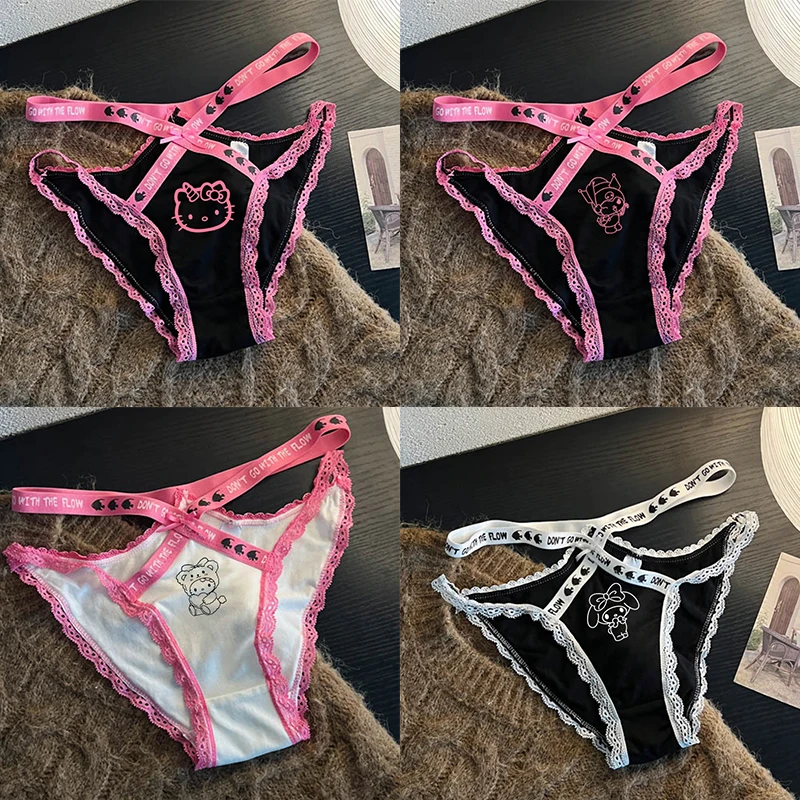 

Kawaii Underwear Laces Kuromi Hello Kitty Student Life Daily Clothes Girl Black Melody Simple Briefs Boxers Safety Birthday Gift