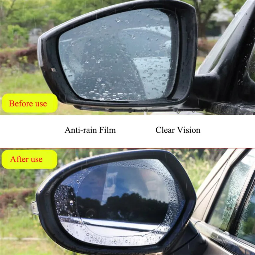 PET 2pcs/lot Rearview Mirror Anti-fog Film Protective Film Transparent Waterproof Car Mirror Rainproof Films Mirror Stickers