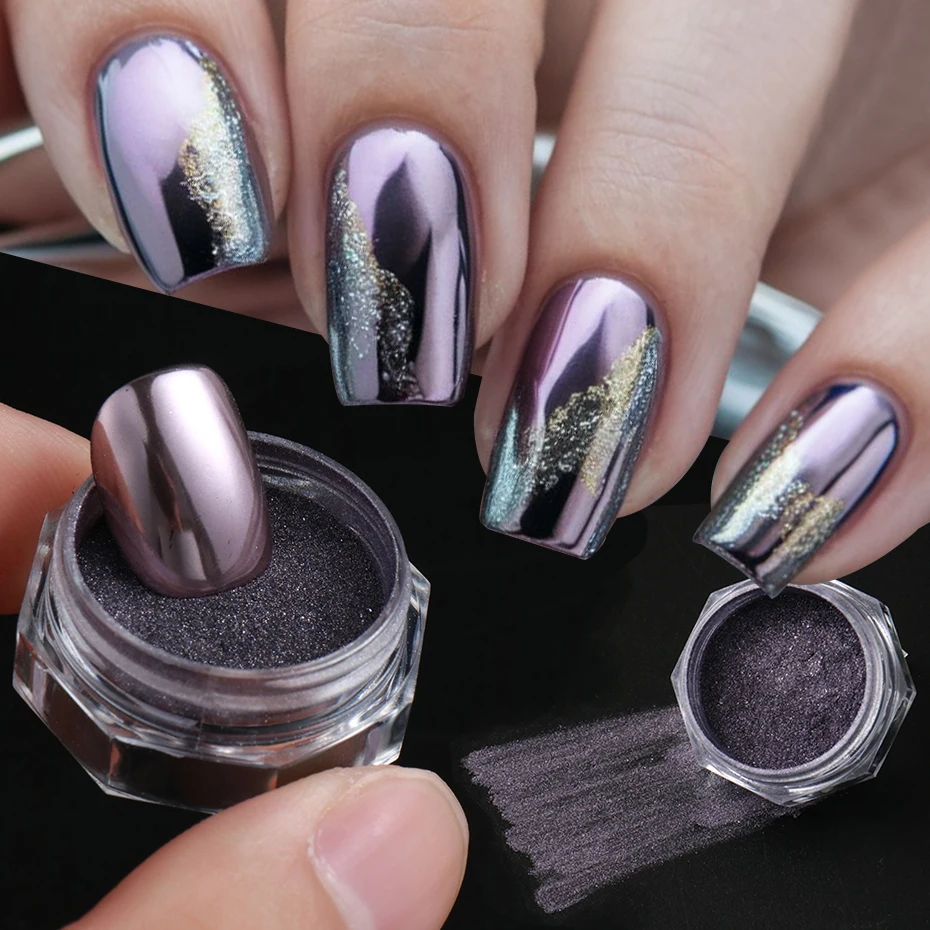 ชุดผงกลิตเตอร์เล็บ 9 สี แบบโฮโลแกรม สีน้ำตาลเข้ม ผงโครมเล็บสุดสว่าง อุปกรณ์ทำเล็บ DIY สำหรับฤดูหนาว