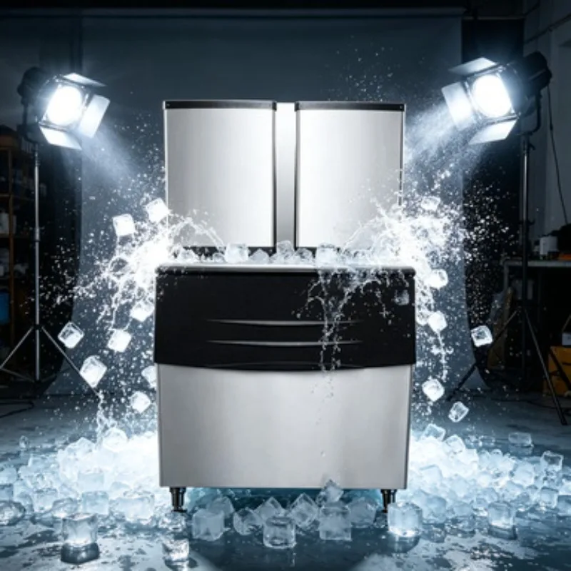400kg/24H Commercial Cube Ice Machine Stainless Steel Ice Maker for Seafood Supermarket Restaurant Sale