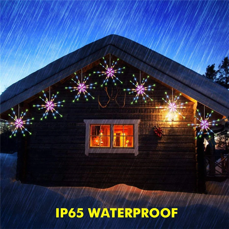 Nieuwjaar 112led Hangende Exploderende Ster Vuurwerk String Licht Outdoor 8 Modi Kerst Slinger Sprookjesachtige Tuin Verlichting Vakantie Decor