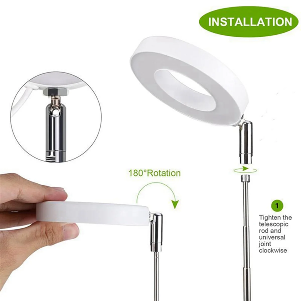 THIVN-2X LED Plant Growth Lamp Ring Dimming Timing Adjustable Retractable Height Full Spectrum Imitation Sunlight Growth White