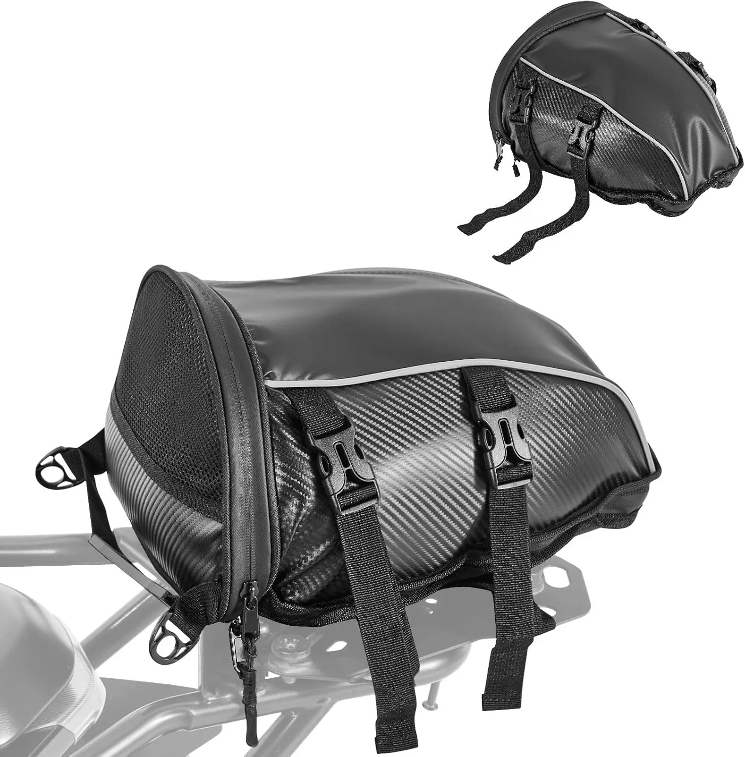 

Motorcycle Tail Bag 10L with Rain Cover, Durable Oxford Fabric Luggage for Outdoor Sports & Motorbike, Detachable Shoulder Strap