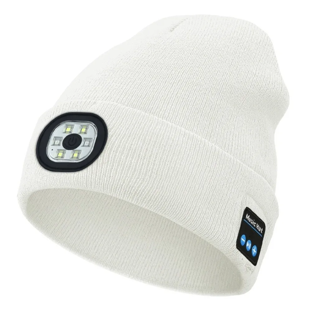 Unique with Light Bluetooth Beanie Hat Removable Headphones Wireless Headphones Speaker Mic Rechargeable LED Light Cap Fishing