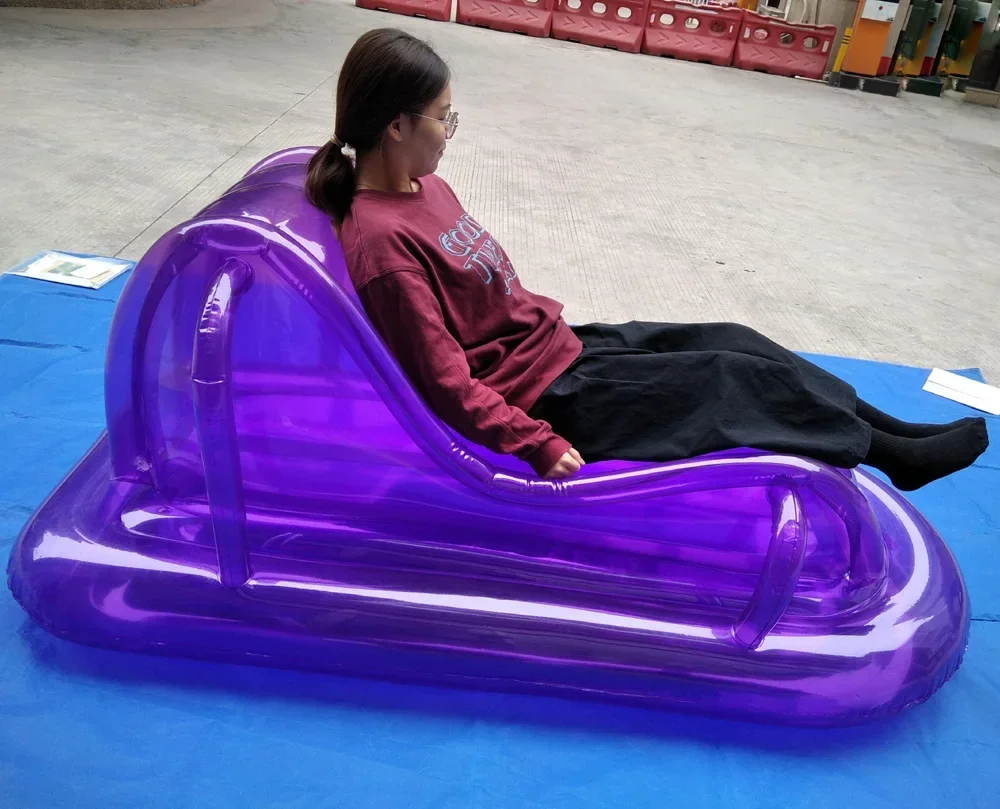 Transparent purple inflatable lounge chair sofa