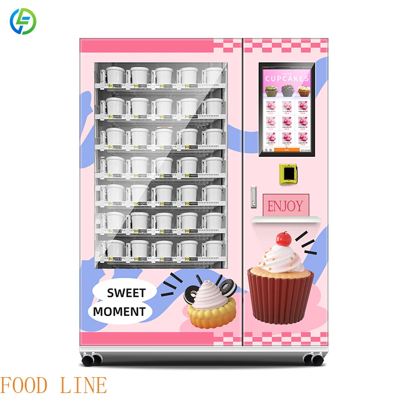 Customized Vending Machine Supplier 22-inch Touch Screen Fresh Cake Cake & Bread Vending Machine With Cooling System