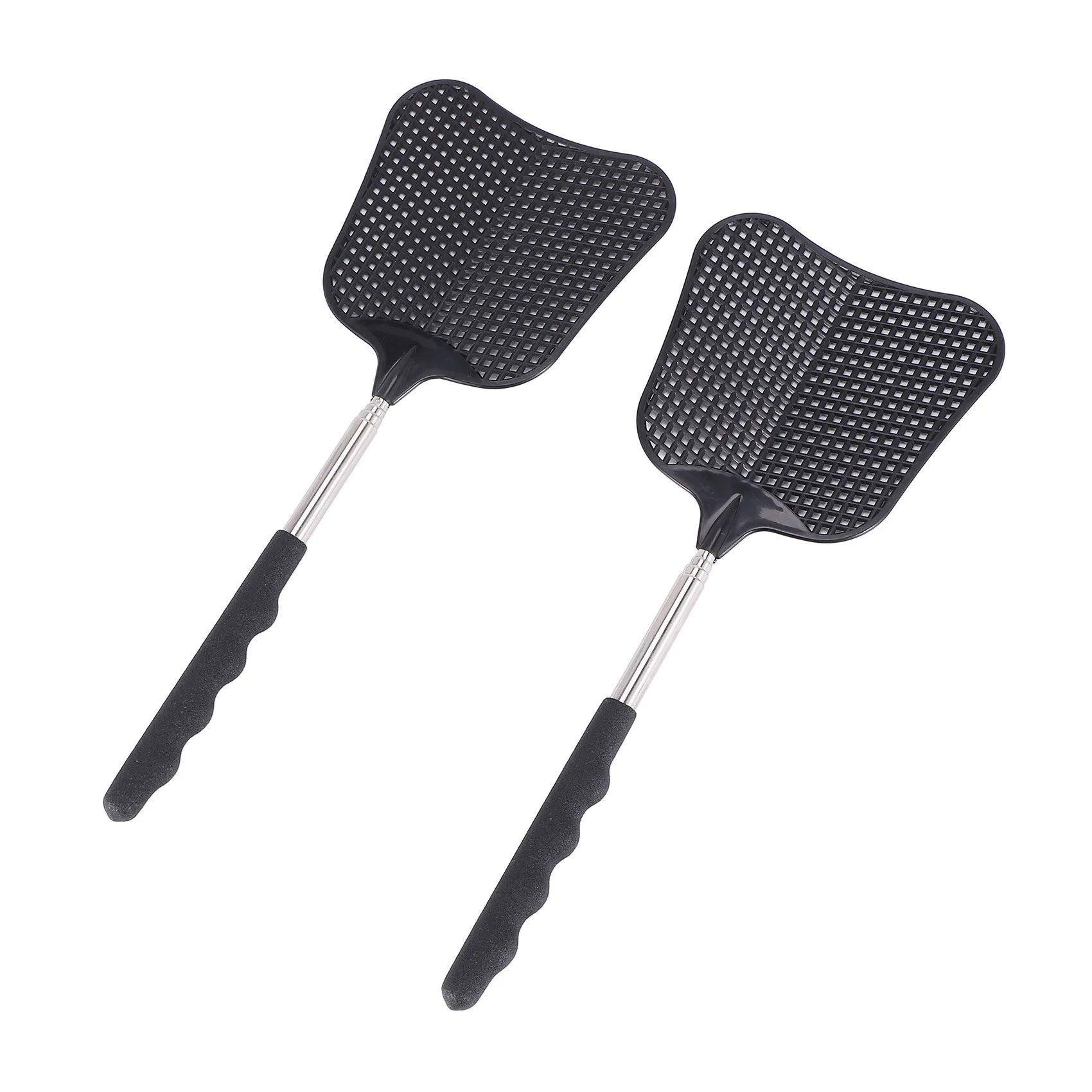 Mosquito and Fly Killing Plastic Fly Swatter Retractable Stainless Steel Rod, Suitable for Indoor and Outdoor Use (2 Pack)