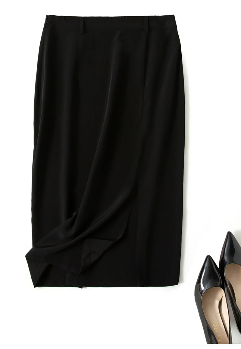 Fengbaoyu 100% Natural Silk Women's Half-Dress Simple and Elegant Mid-Length Dress for Business and Casual Wear Soft Delicate