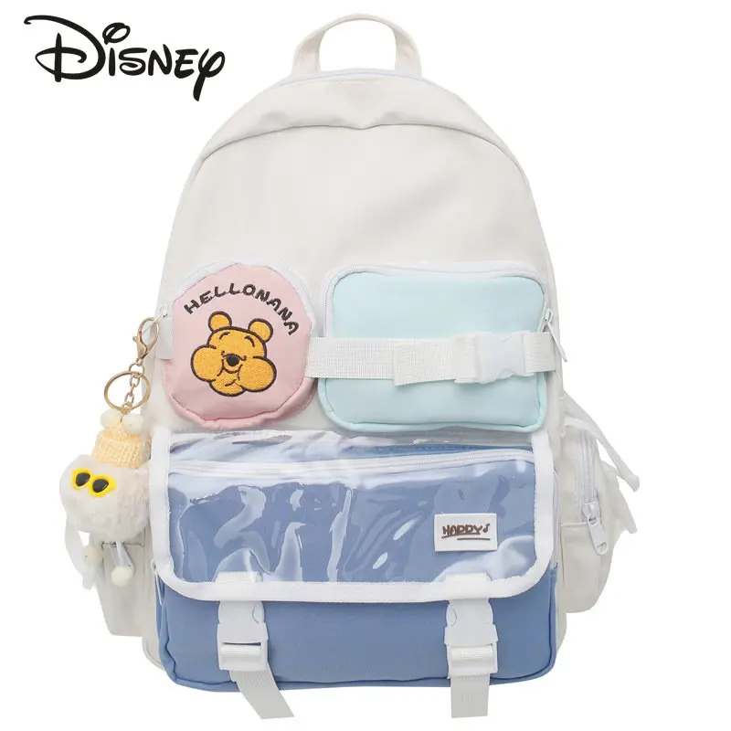 Disney Winnie Bear New Student School Bag Fashionable High Quality Girls' School Bag Popular Small Fresh Lightweight Backpack