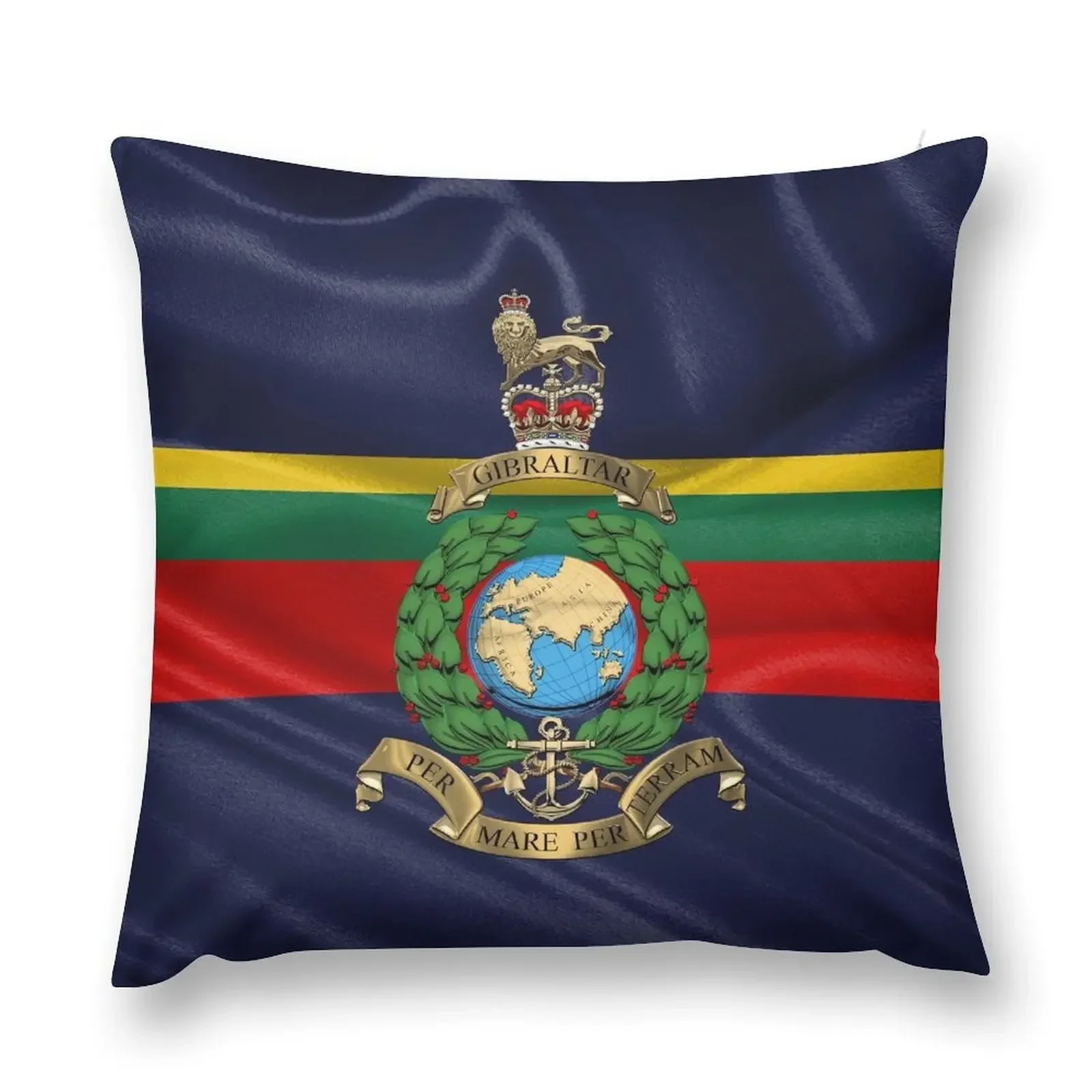 Royal Marines - RM Badge over Royal Marine Flag Throw Pillow Cushion Cover pillow pillowcase pillow