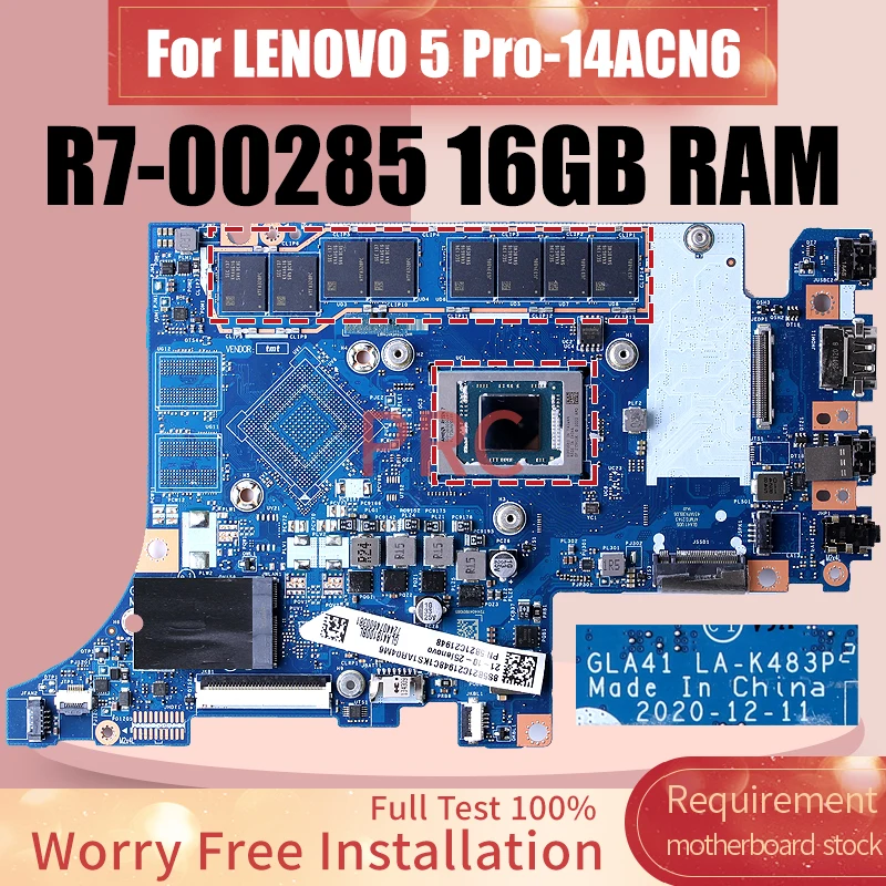 

For LENOVO 5 Pro-14ACN6 Laptop Motherboard LA-K483P R7-00285 16GB RAM 5B21C21948 Notebook Mainboard