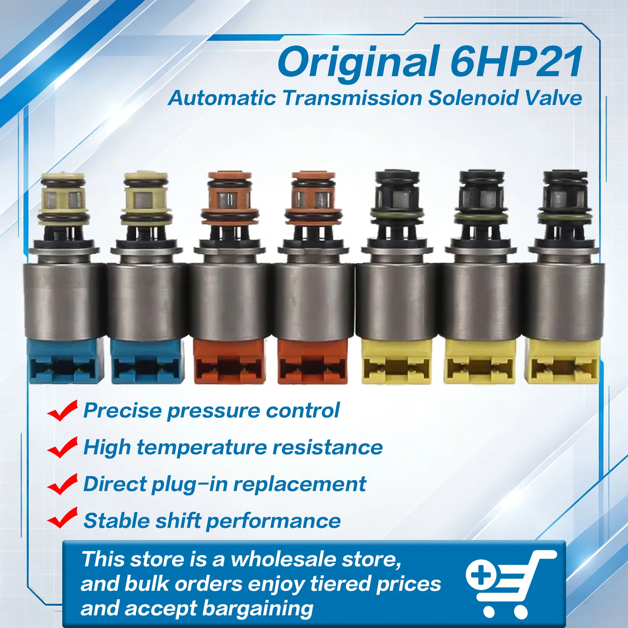 7Pcs 6HP21 Automatic Transmission Solenoid Valve, Gearbox Solenoid For BMW 1 3 5 7 Series X1 X3 X5 X6 E60 E84 E90 F01 2007-2016