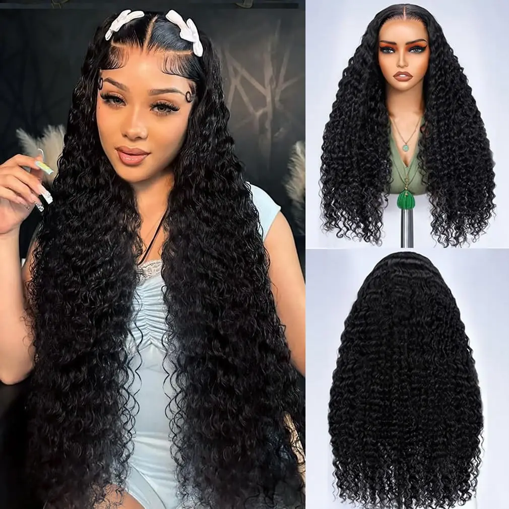 

Парик из натуральных волос, 30 дюймов, черный, с креплением на шнурке, без клея, с кружевной вставкой 13x4, плотность 250, кудри «инвизи-стреп», не требующий укладки