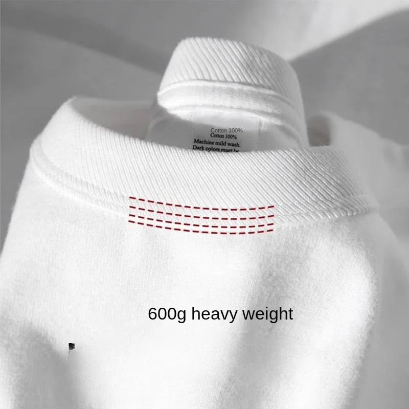 600grams 100% Cotton Men Oversized Heavyweight T Shirt Summer Women Short Sleeve Top Casual Men's Tees image 3