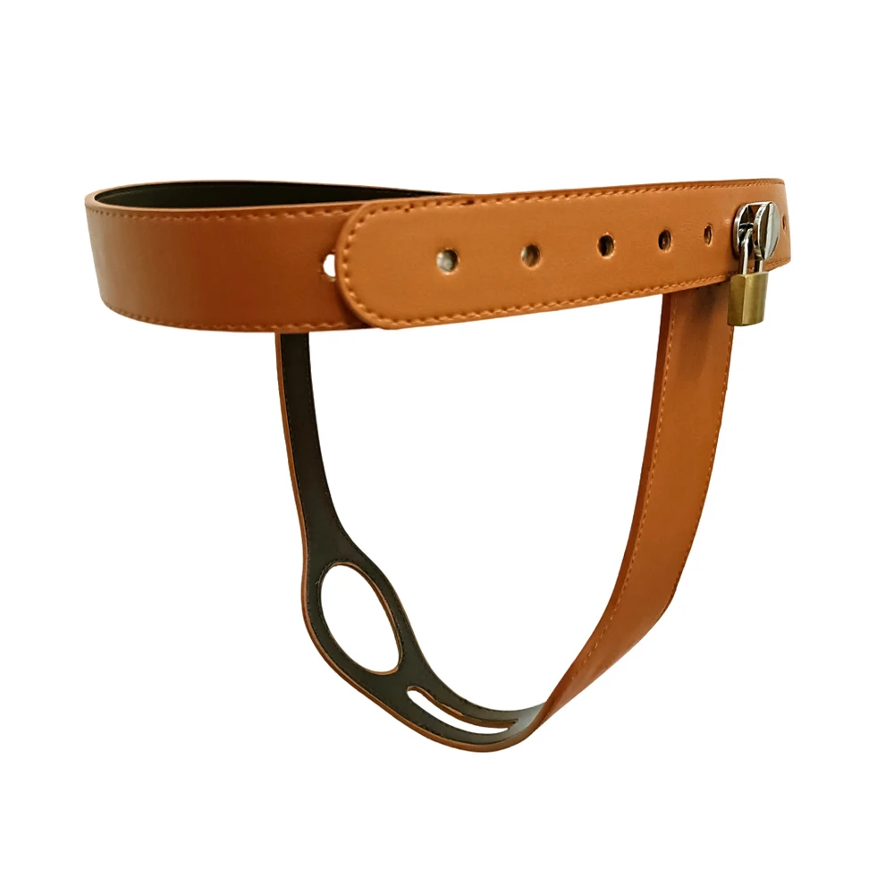 Leather Female Chastity Belt Masturbator Strap on Pants Adjustable Underwear Chastity Lock Device Sex Toys for Woman view 2