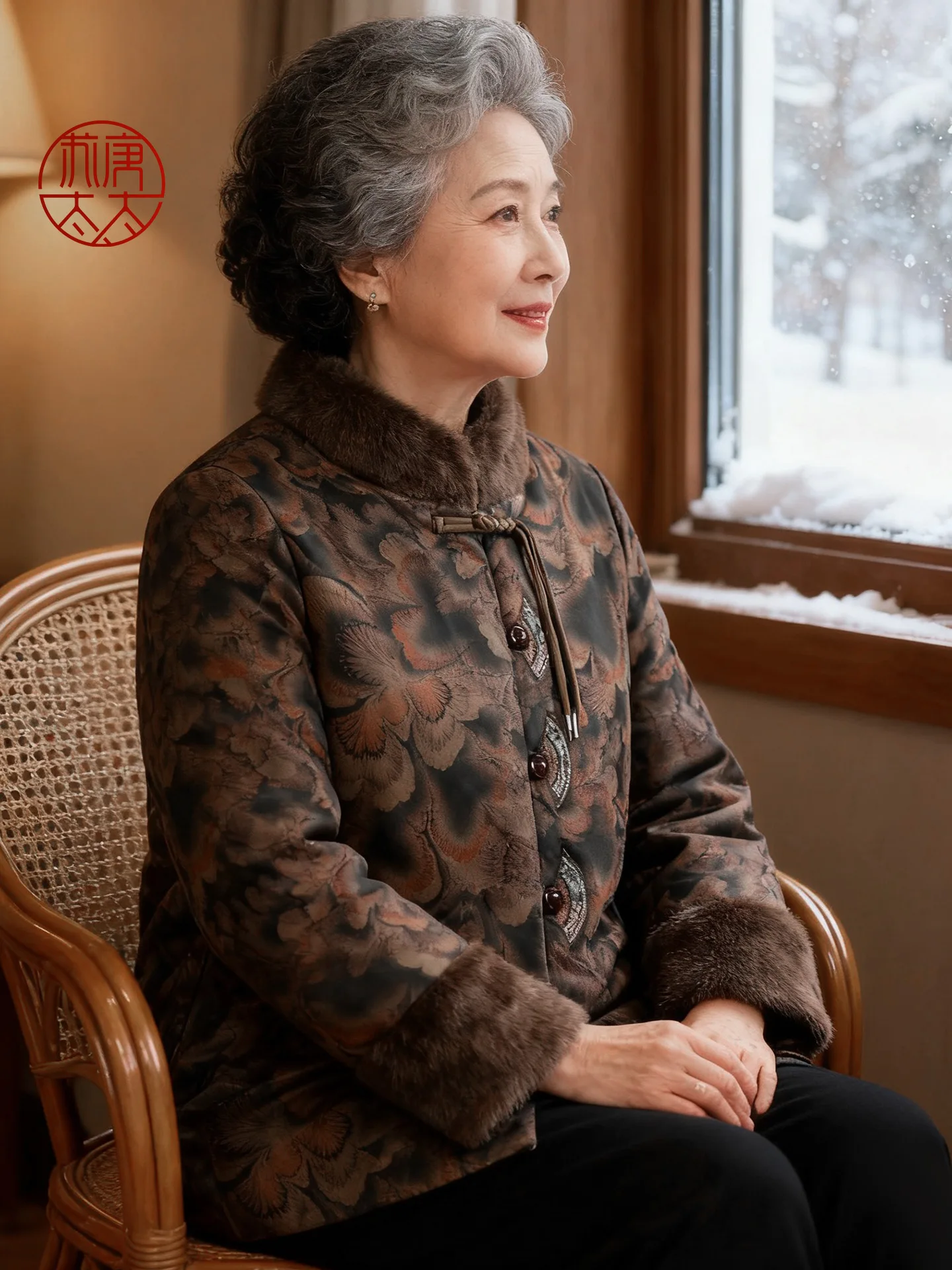 

Теплая хлопковая куртка на флисовой подкладке для пожилых женщин: зимнее модное ретро-пальто из утолщенного хлопка для бабушек и дедушек, а также для пожилых дам.