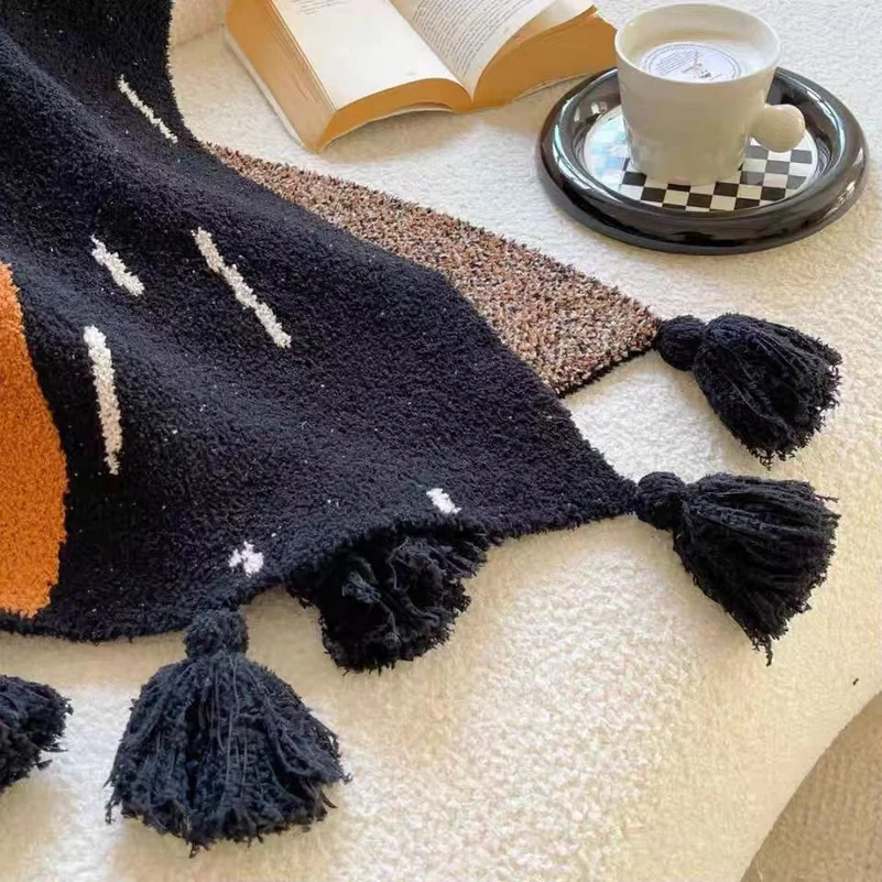 Cactus-patterned knitted blanket, cactus sofa throw, nap blanket, home decor, bed runner, air conditioning blanket