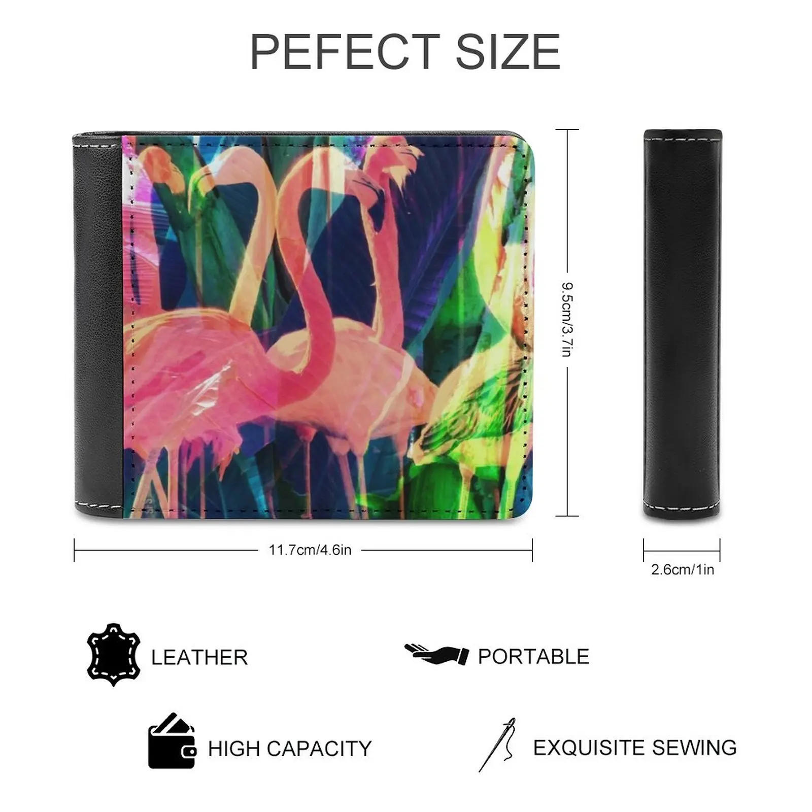 Flamingo Dance Men's Wallet Leisure Travel Lightweight Portable Wallets Short Style Male Purse Flamingos Floral Flowers