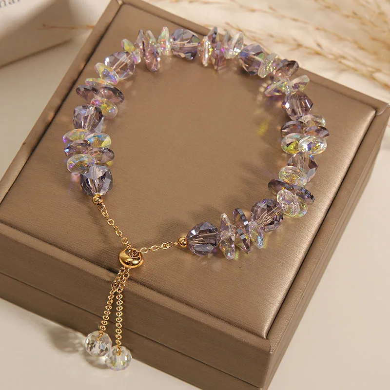 Summer New Color Crystal Beaded Bracelet Woman Fashion Temperament Charm Bracelet Luxury Jewelry Accessories Wholesale