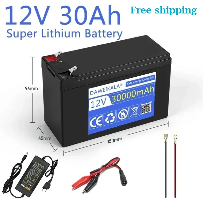 

For 12V 30Ah 18650 lithium battery pack 30A sprayer built-in high current BMS electric vehicle battery 12.6V 3A charger