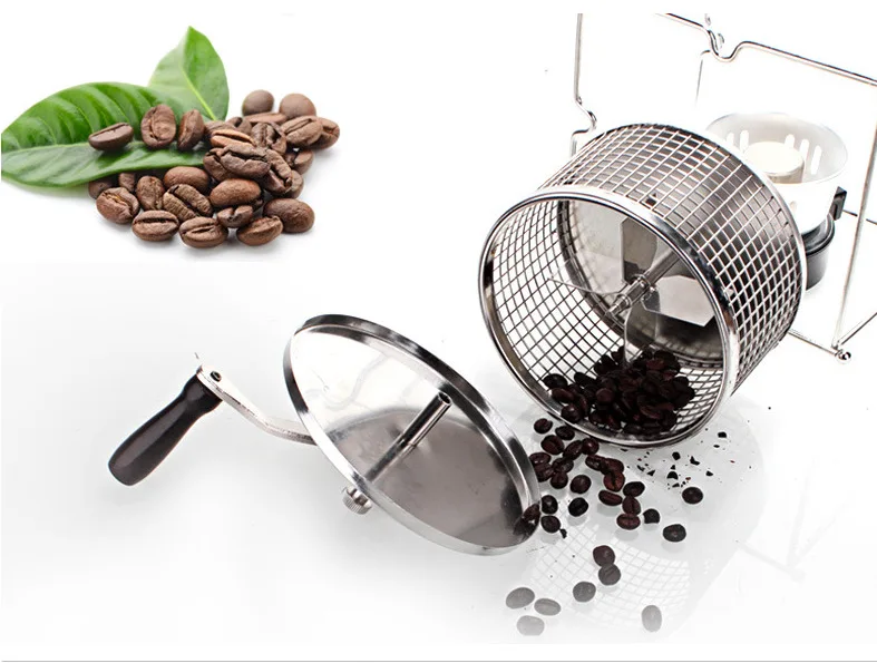 Manual Coffee Roaster Stainless Steel Hand Crank Small Drum Portable Compact for Home Use DIY Green Coffee Bean Roasting Machine