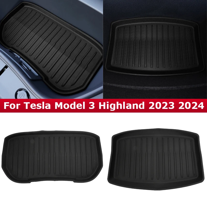 Per Tesla Modello 3 Highland 2024 Anteriore Posteriore Tronco Zerbino TPE Tappeto Impermeabile Resistente Alle Intemperie Pad Tappeto Up Imbottiture