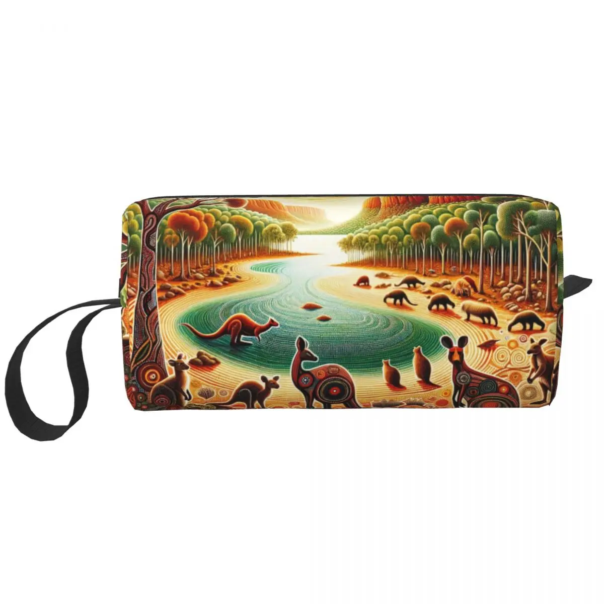 Custom Dreamtime Serenity Toiletry Bag Portable Australian Aboriginal Art Makeup Cosmetic Organizer Beauty Storage Dopp Kit Box