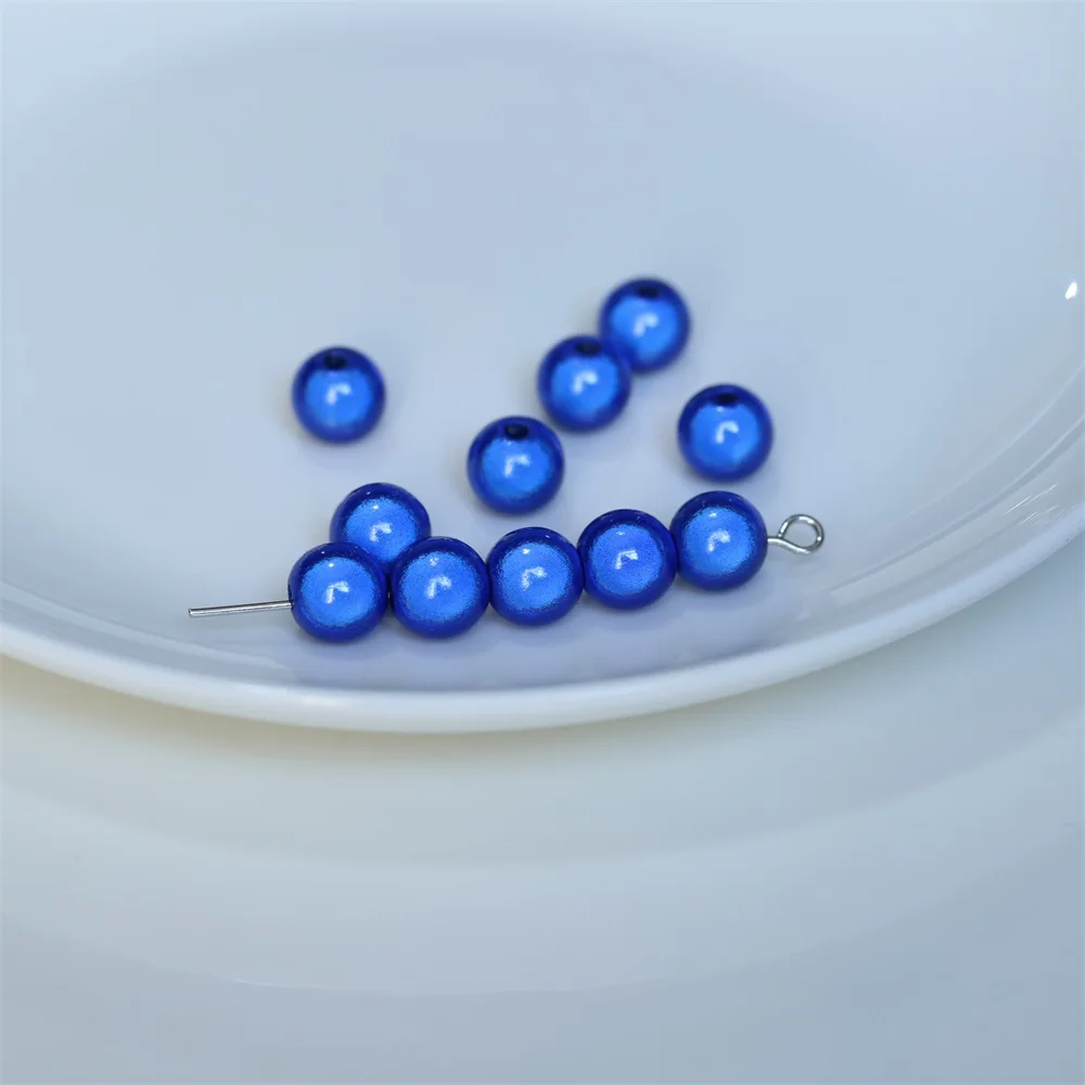 4/6/8/10/12/14 MM Perle Perle Satin Glanz Imitation Perlmutt gefärbt Runde Glas Lose Spacer Perle Für Schmuck Halskette Vase Füllstoff