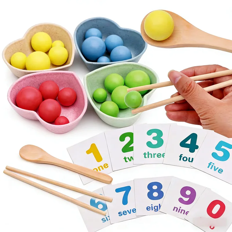 

Montessori Practice Chopsticks Clip Beads Cognitive Matching Games Math Educational Toys For Kids Homeschool Classroom Supplies
