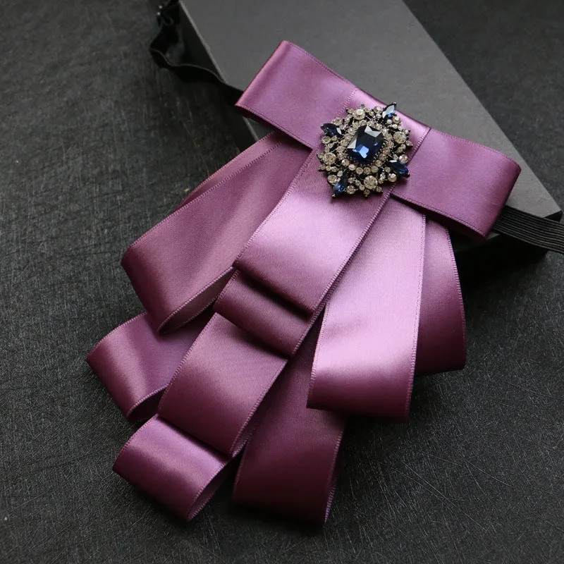 

Fashion Groom Wedding Ties Korean Performance Party Shirt Crystal Collar Bow Brooch Luxury Men's Business Suit Accessories