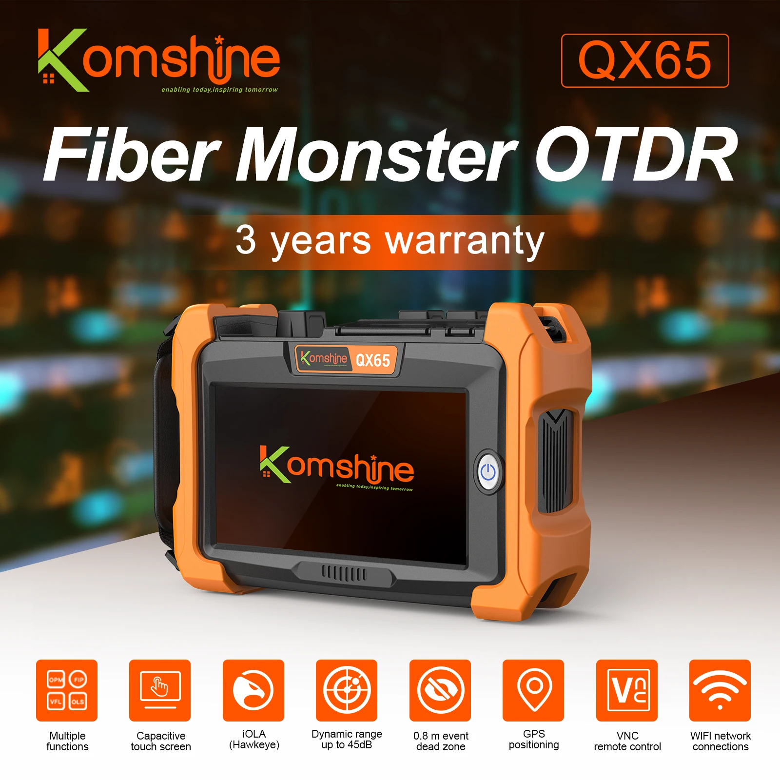 ARC FTTH Fiber Optical Fusion Splicer Komshine FX39 6 Motors Core Alignment+QX65 SM 1310/1550nm 32/30dB Fiber Monster OTDR