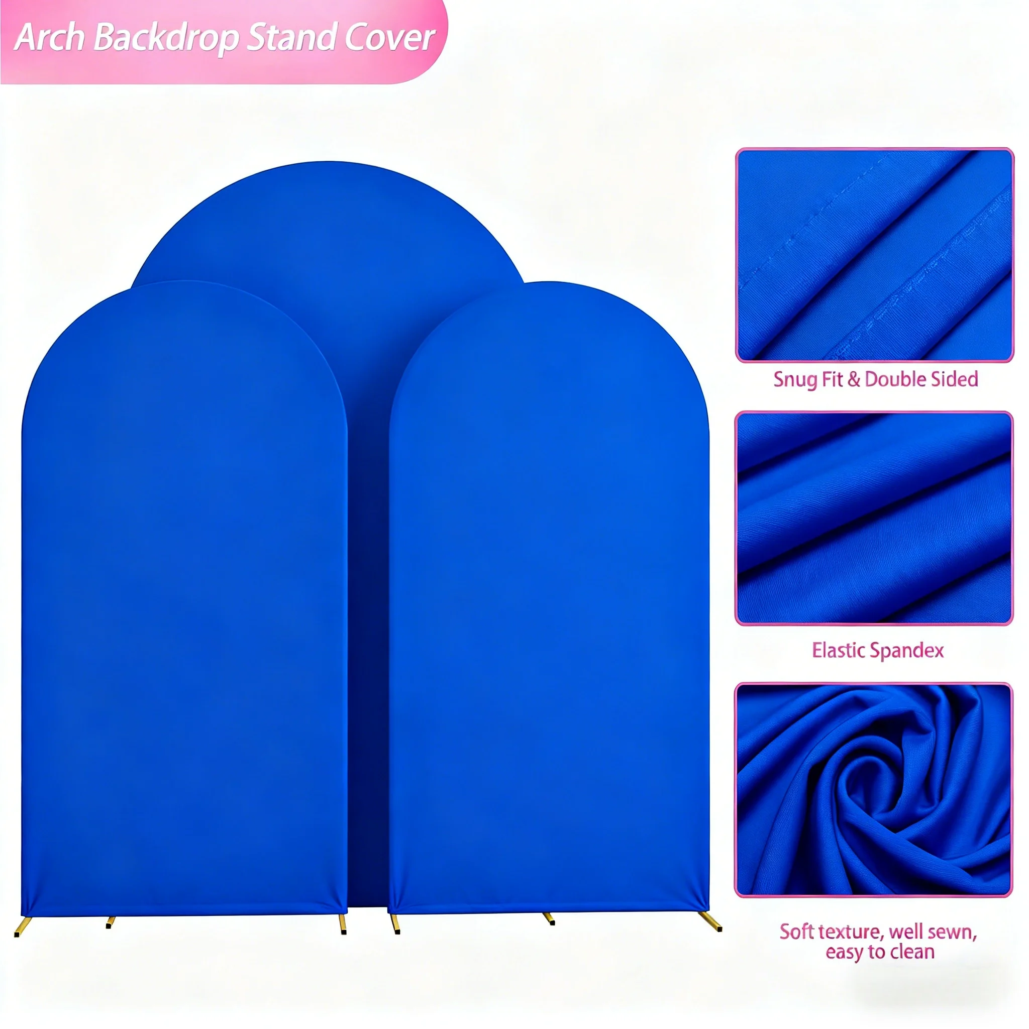 6 Fuß 6,6 Fuß 7,2 Fuß große blaue Bogenabdeckung, 2 Außen-Spandex-montierter Stoffbogen-Hintergrund, Geburtstagsfeier, Hochzeitsbogen-Dekoration – Detail 3