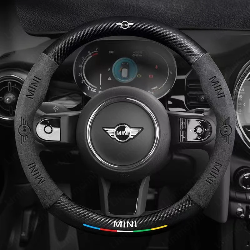 Car-Styling Car Logo Steering Wheel Cover 3D Embossing For BMW MINI Cooper R55 R56 R60 R61 F54 F55 F56 F60 JCW ONE Works Clubman