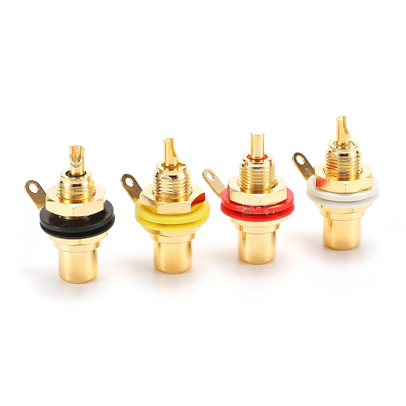 1Pcs Rca YS367A Vergulde Lotus Vrouwelijke Plug Rca Audio En Video Socket Koorts Kabel Dvd Av Rood/Witte Cirkel