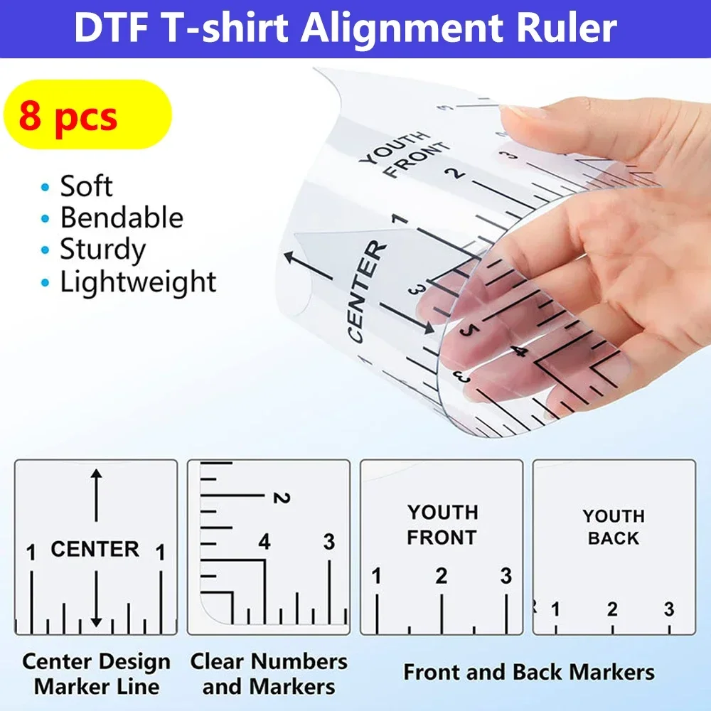 DTF DTG T-shirt Alignment Ruler Acrylic T-Shirt Ruler Guide to Center Designs for Vinyl HTV Alignment Tool