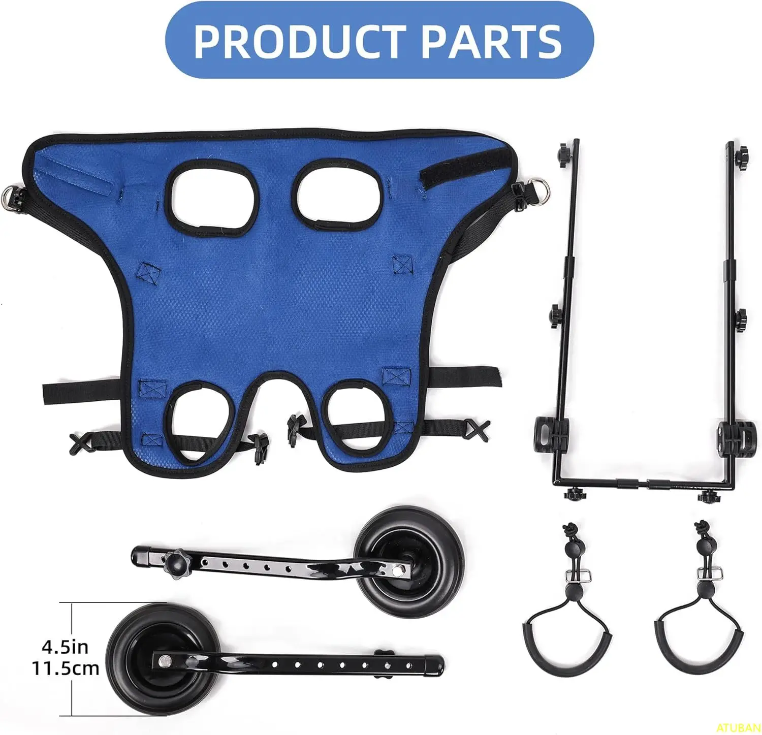 ATUBAN silla de ruedas para perros pequeños, sillas de ruedas ajustables para perros, ayuda a la movilidad para mascotas con discapacidad, adecuada