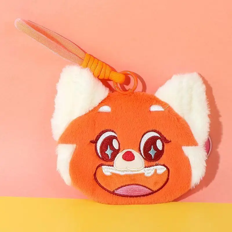 Portamonete con Cerniera in Peluche Disney Topolino Meilin Mei Lee da 15 cm, Portachiavi con Cordino in Nylon, Ornamento da Appendere al Zaino, Regalo per Amici e Festività