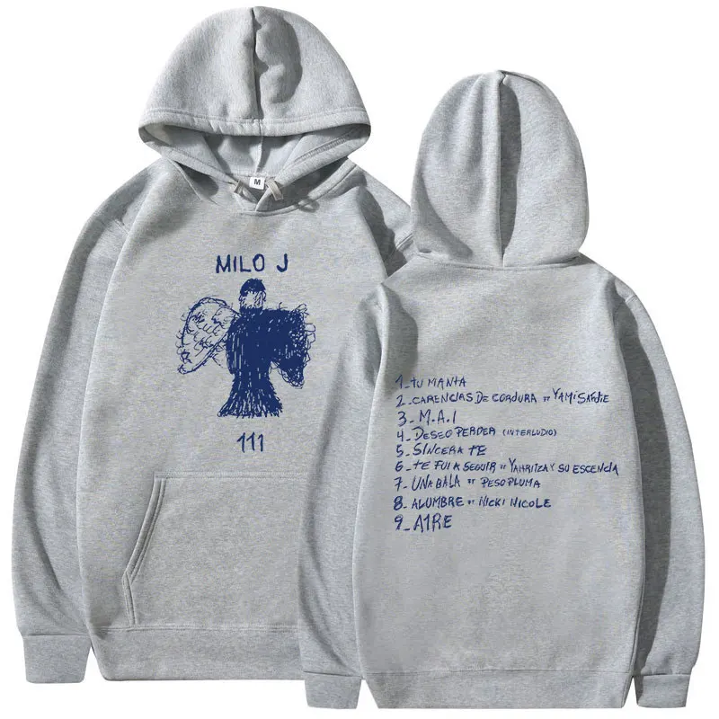 2026 neuer Milo J 111 Album-Grafik-Hoodie für Männer und Frauen, Unisex-Sweatshirt, Vintage Hip-Hop-Pullover, Geschenk für Fans, Streetwear-Kapuzenpullover – Detail 24