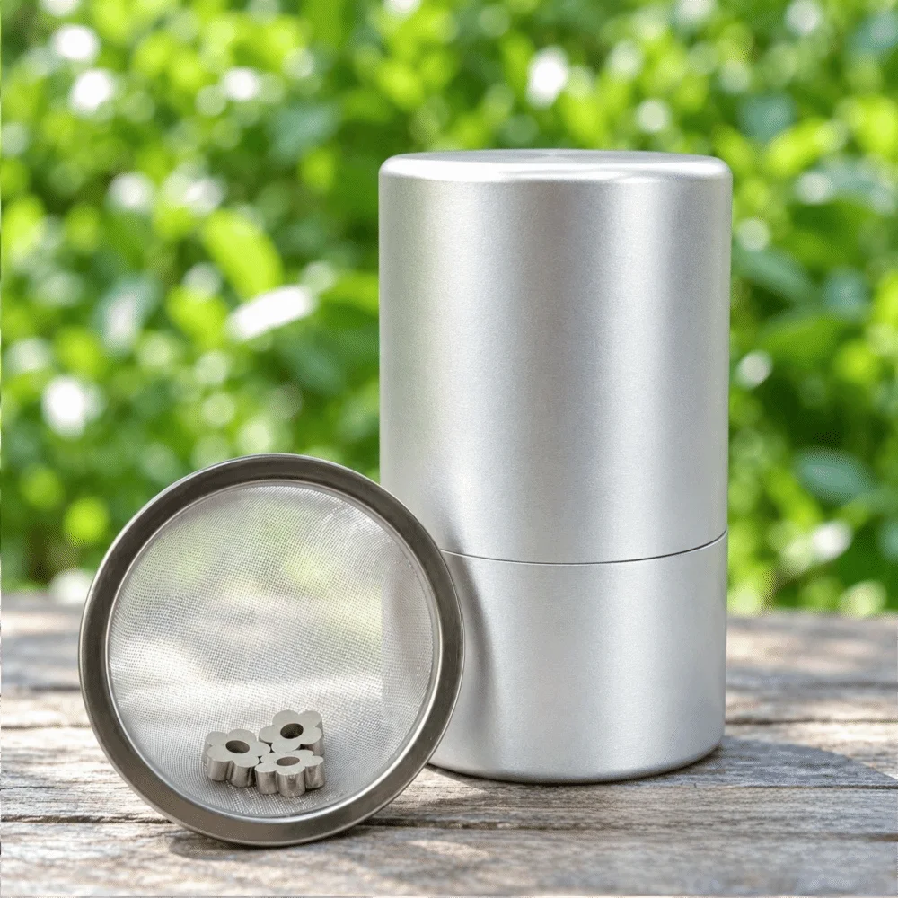 304 Stainless Steel Matcha Powder Jar Airtight Moisture Proof Tea Storage Canister Large Capacity Mesh Powder Sieve Tea Canister