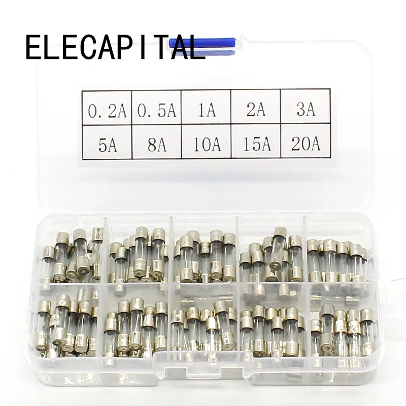 

Promotion! 100Pcs Set 5x20mm Quick Blow Glass Tube Fuse Assorted Kits,Fast-blow Glass Fuses