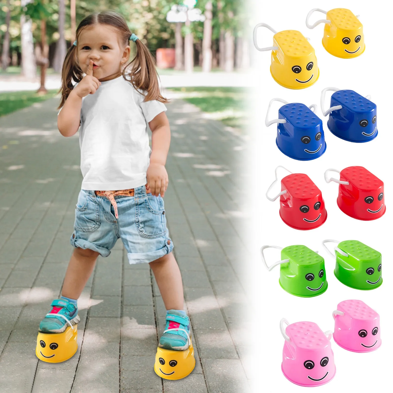 Bucket Stilts Kid Stilt Walking Cup Children Stepper Toy Walking Stilts Plastic Balancing Stilts Balance Ability Developing Toy