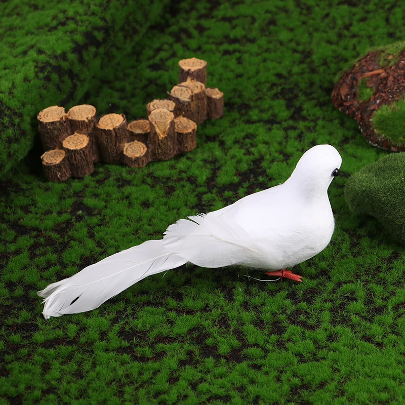 Artificial White Pigeon For Wedding Home Garden Decoration Simulation Foam Feather Birds Spread Wings Peace Dove Handcrafts